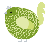 A chartreuse and lemon chicken with a lace pattern