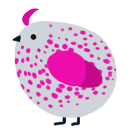 A mist and fuchsia chicken with a speckle pattern