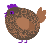 A bark and brown chicken with a double-lace pattern