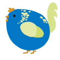 A sapphire and lemon chicken with a neck-speckle pattern