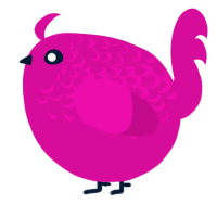 A fuchsia chicken with a half-lace pattern