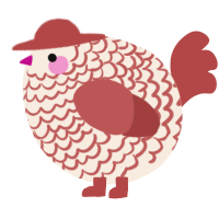 A cream and red chicken with a lace pattern