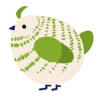 A cream and chartreuse chicken with a bar pattern