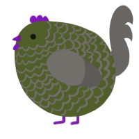 A olive and grey chicken with a lace pattern