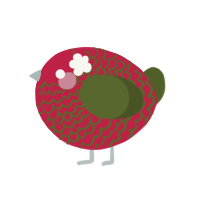 A crimson and olive chicken with a lace pattern