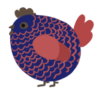 A navy and red chicken with a lace pattern