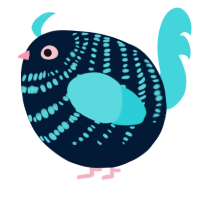 A tumblr and aqua chicken with a bar pattern