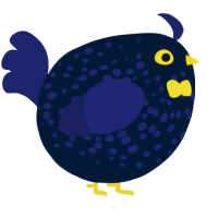 A tumblr and navy chicken with a speckle pattern