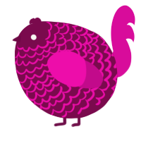 A wine and fuchsia chicken with a lace pattern