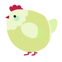 A lemon and apple chicken with a head pattern