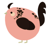 A pink and sable chicken with a neck-speckle pattern