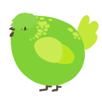 A grass and lime chicken with a neck-speckle pattern