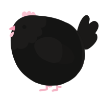 A black and sable chicken with a head pattern
