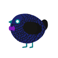 A navy and black chicken with a lace pattern