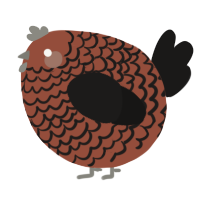A russet and sable chicken with a lace pattern