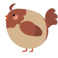 A beige and russet chicken with a head pattern