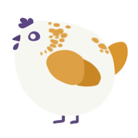 A white and orange chicken with a neck-speckle pattern