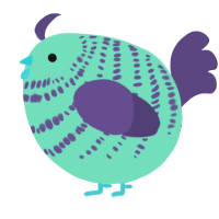 A mint and overcast chicken with a bar pattern