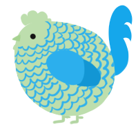 A gluppy and sky chicken with a lace pattern