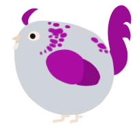 A mist and plum chicken with a neck-speckle pattern