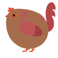 A brown and red chicken with a neck-speckle pattern
