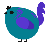 A sea and indigo chicken with a neck-speckle pattern