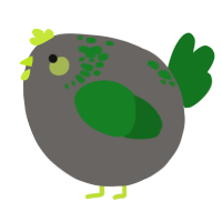 A grey and leaf chicken with a neck-speckle pattern