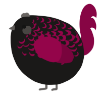 A sable and maroon chicken with a half-lace pattern