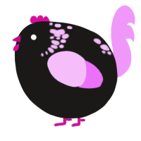 A sable and lavender chicken with a neck-speckle pattern