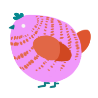 A lavender and vermilion chicken with a bar pattern