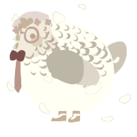 A leaf and brown chicken with a half-lace pattern