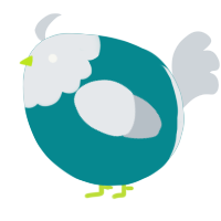 A teal and mist chicken with a head pattern