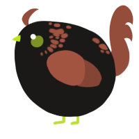 A sable and russet chicken with a neck-speckle pattern