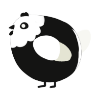 A black and white chicken with a head pattern