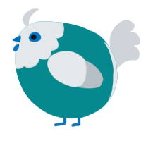 A teal and mist chicken with a head pattern