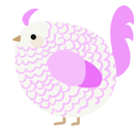 A white and lavender chicken with a lace pattern