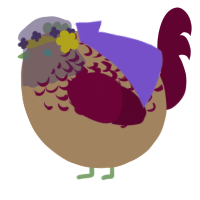 A beige and maroon chicken with a half-lace pattern