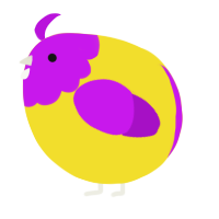 A yellow and amethyst chicken with a head pattern
