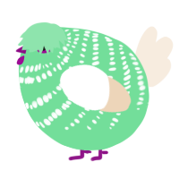A spring and cream chicken with a bar pattern