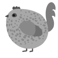A spring and red chicken with a speckle pattern