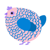 A rose and sapphire chicken with a lace pattern