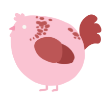 A rose and red chicken with a neck-speckle pattern