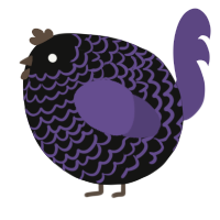 A black and overcast chicken with a lace pattern