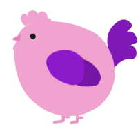 A pink and violet chicken