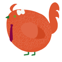 A vermilion chicken with a double-lace pattern