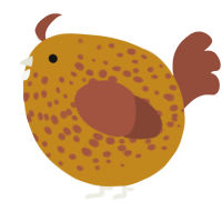 A ochre and russet chicken with a speckle pattern