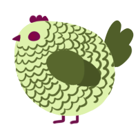 A apple and olive chicken with a lace pattern