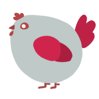 A silver and crimson chicken