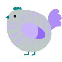 A silver and lilac chicken with a bar pattern