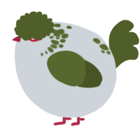A mist and olive chicken with a neck-speckle pattern